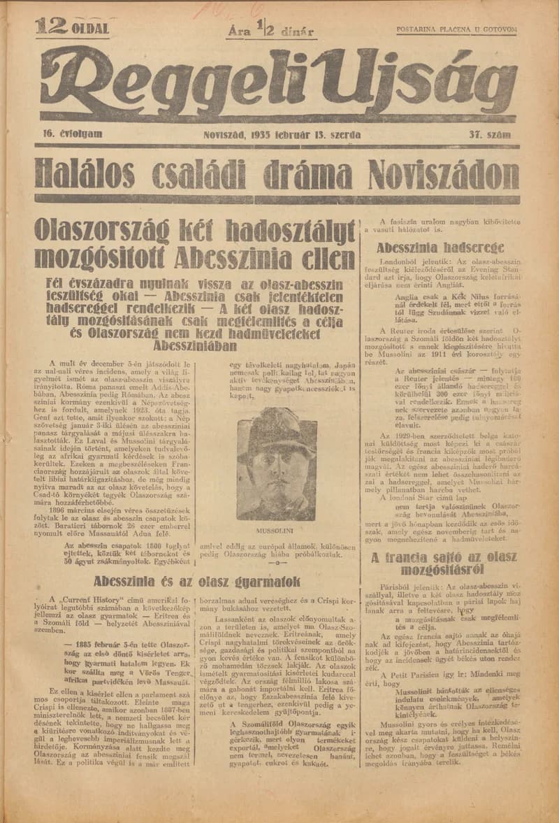 Reggeli Újság, 16. évf. 1935. február 13. 37. sz.