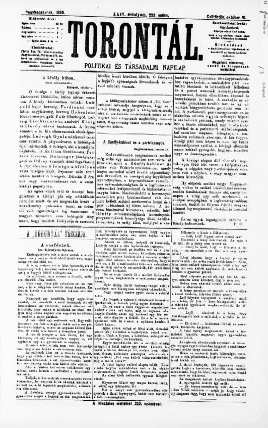 Torontál, 24. évf. 1895. október 10. 233. sz.
