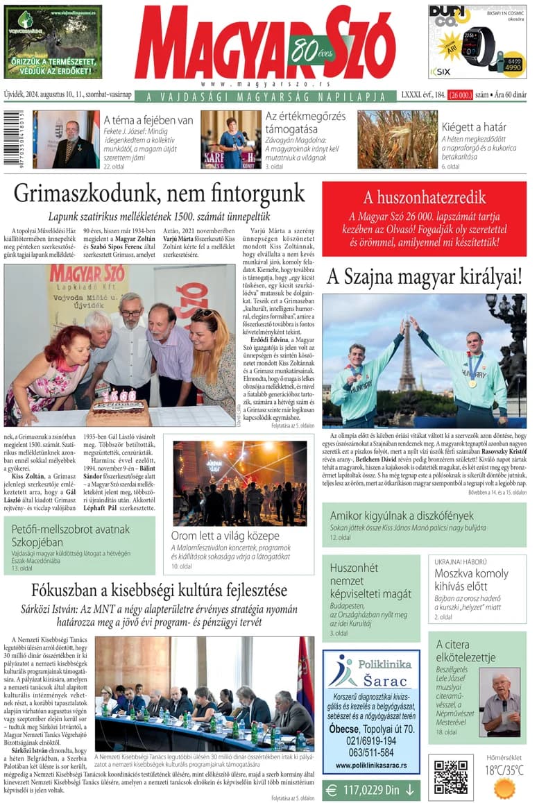 Magyar Szó, 81. évf. 2024. augusztus 10. – 11. 184. sz. 1–32. oldal