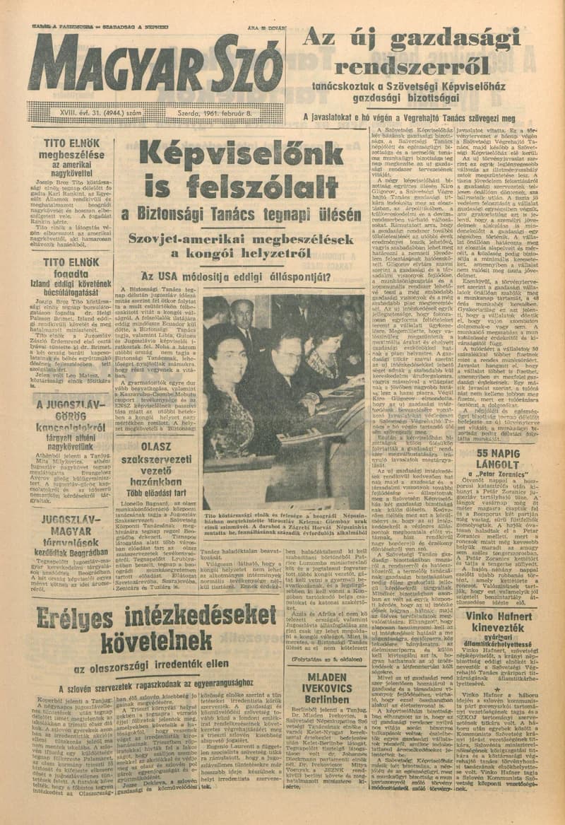 Magyar Szó, 18. évf. 1961. február 8. 31. sz. 1–12. oldal