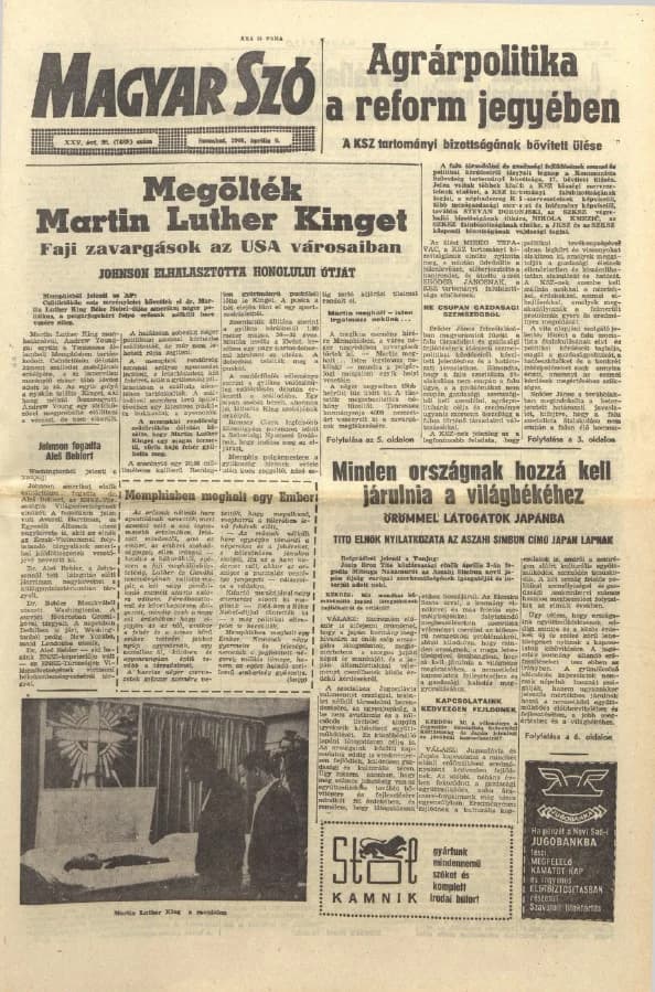 Magyar Szó, 25. évf. 1968. április 6. 95. sz. 1–20. oldal