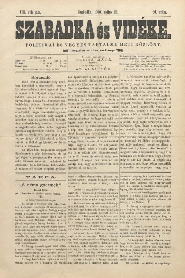 Szabadka és vidéke II, 8. évf. 1900. május 20. 20. sz.