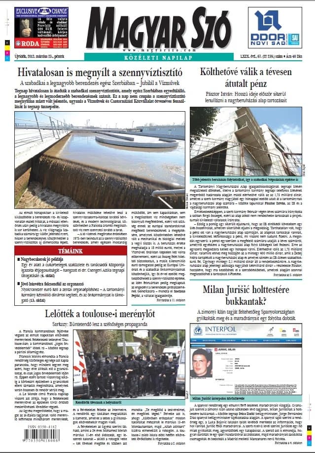Magyar Szó, 69. évf. 2012. március 23. 67. sz. 1–20. oldal