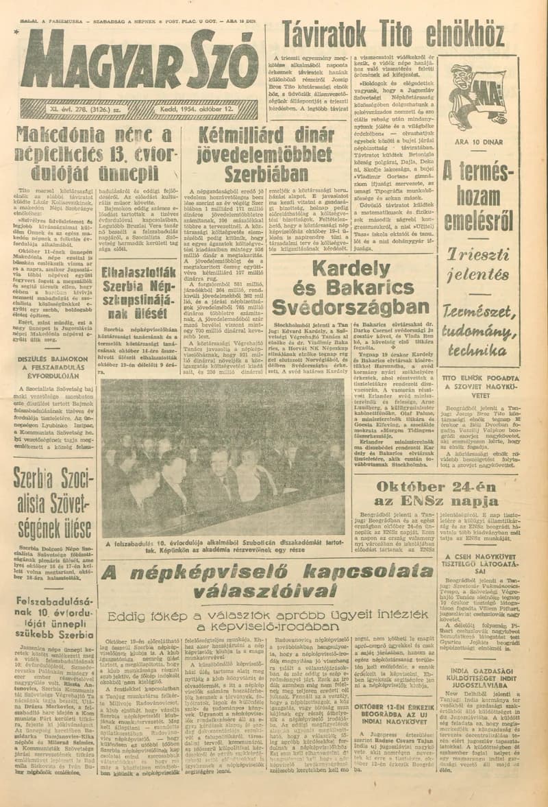 Magyar Szó, 11. évf. 1954. október 12. 278. sz. 1–8. oldal