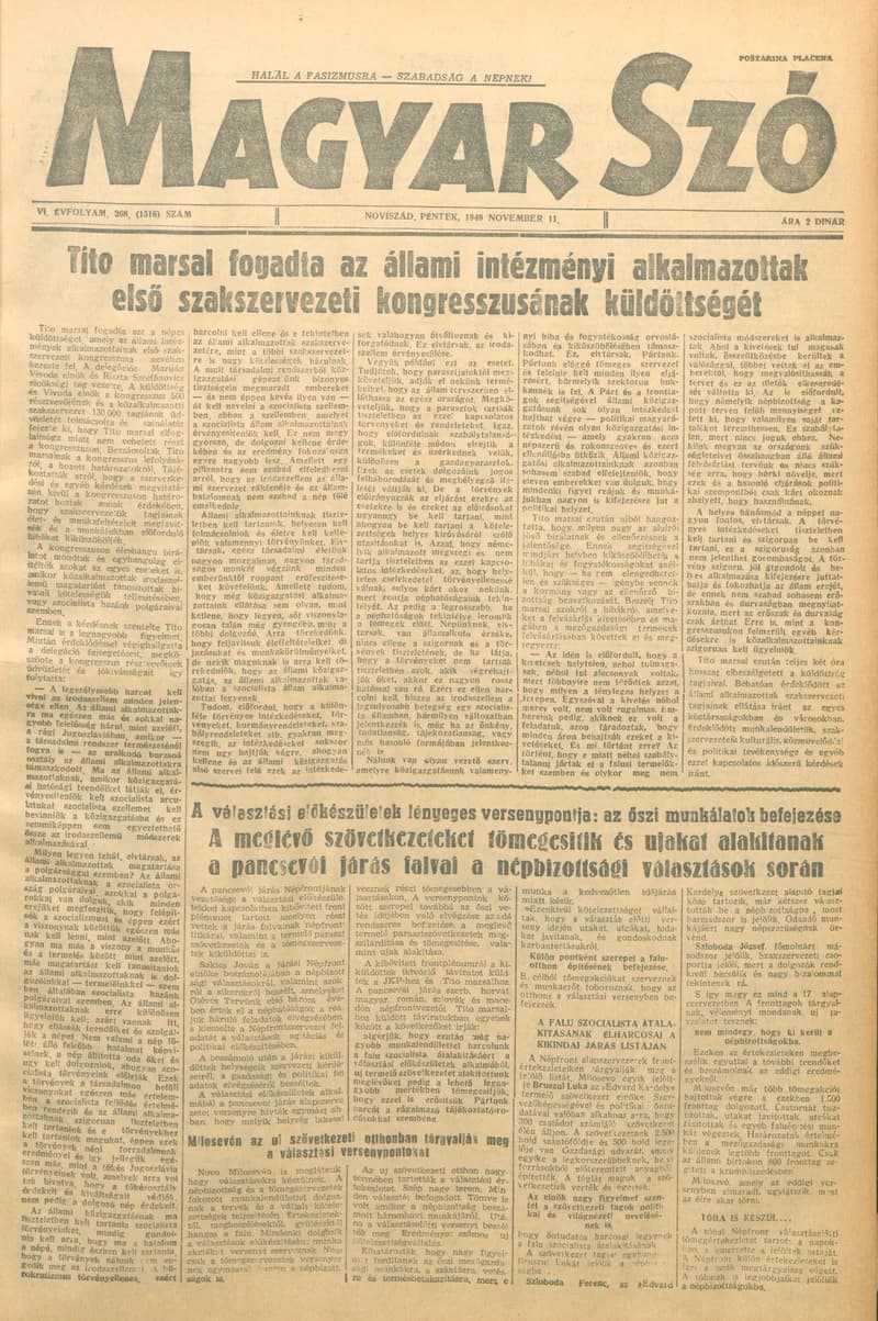 Magyar Szó, 6. évf. 1949. november 11. 268. sz. 1–4. oldal