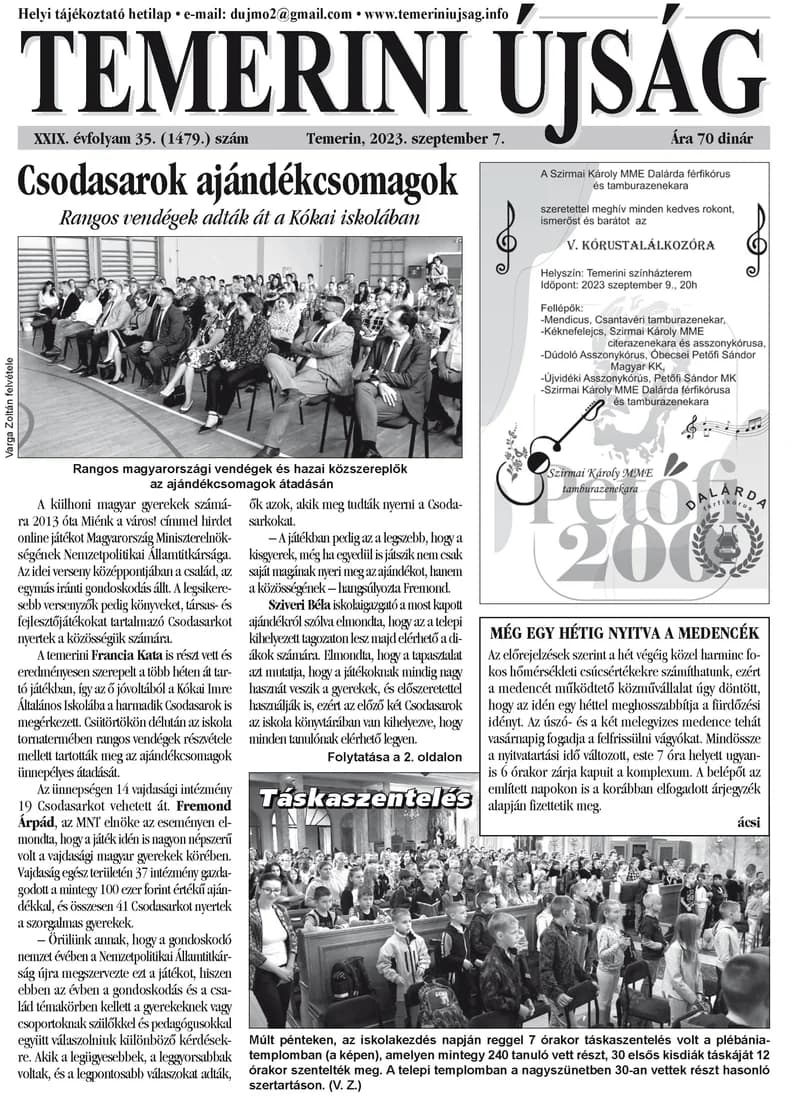 Temerini Újság, 29. évf. 2023. szeptember 7. 35. sz.