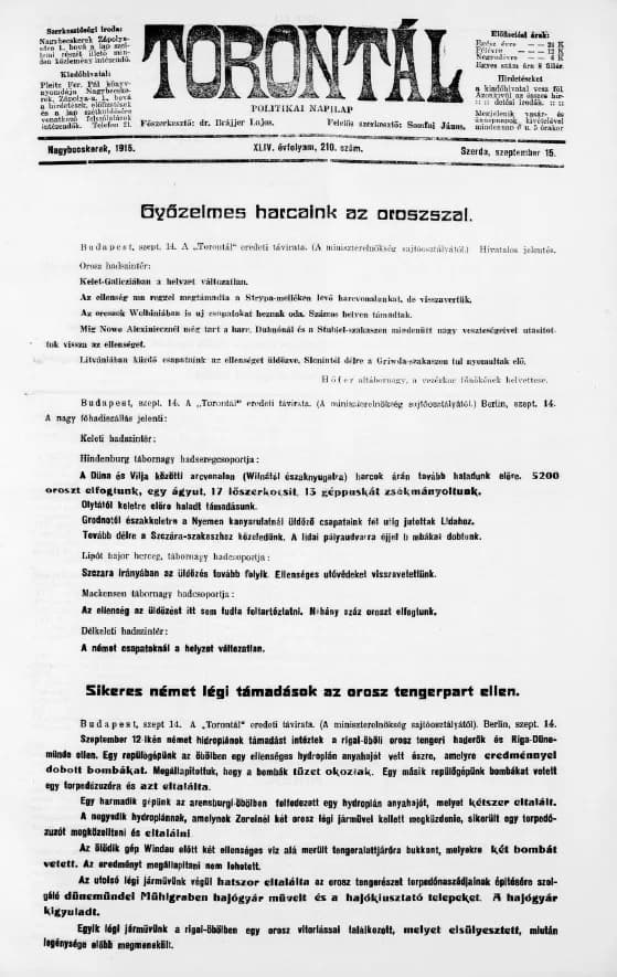 Torontál, 44. évf. 1915. szeptember 15. 210. sz.
