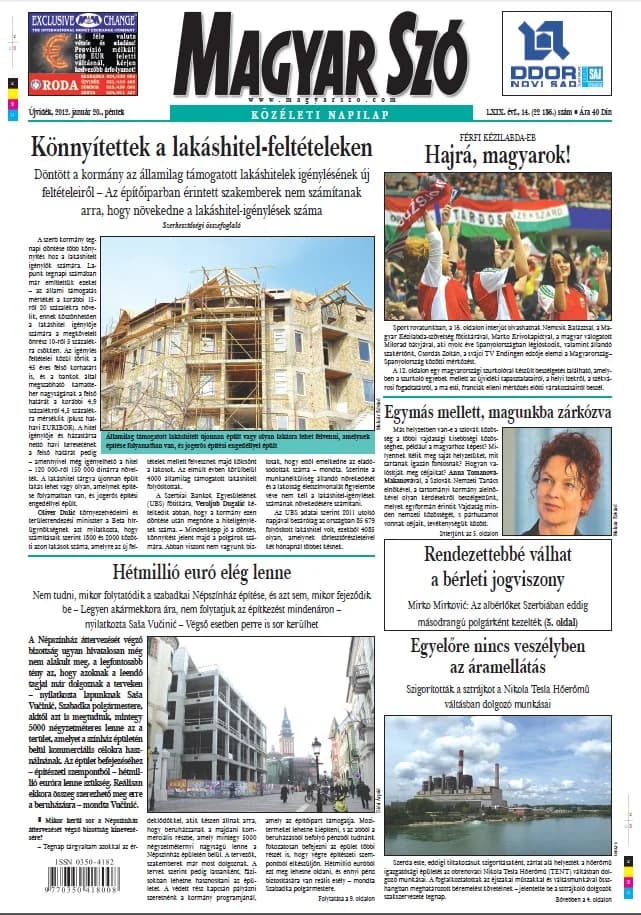Magyar Szó, 69. évf. 2012. január 20. 14. sz. 1–20. oldal