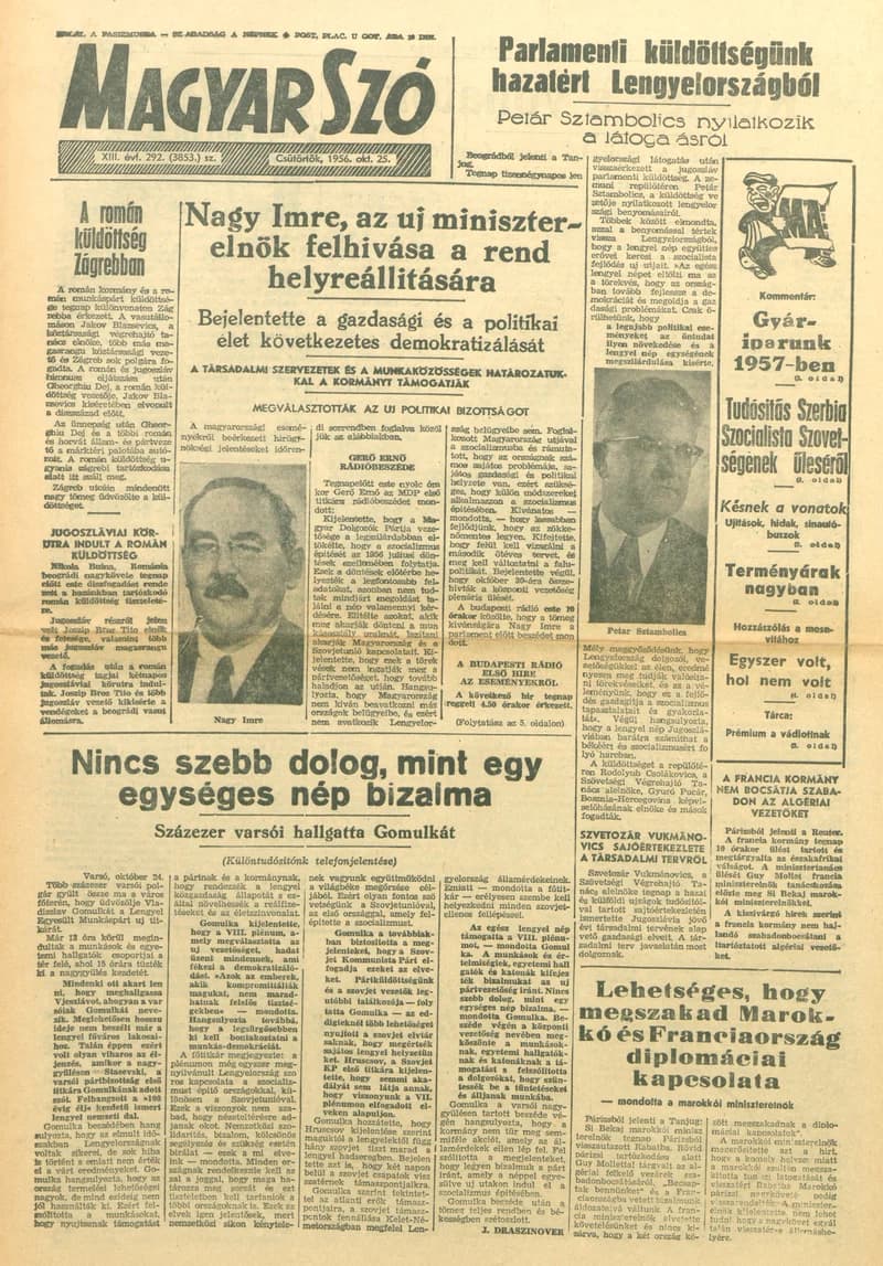 Magyar Szó, 13. évf. 1956. október 25. 292. sz. 1–8. oldal