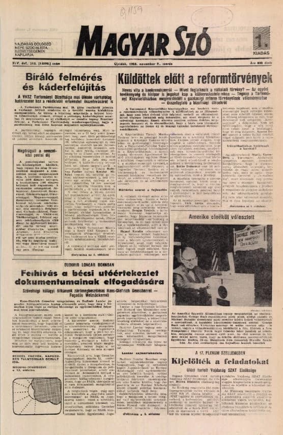 Magyar Szó, 45. évf. 1988. november 9. 310. sz.