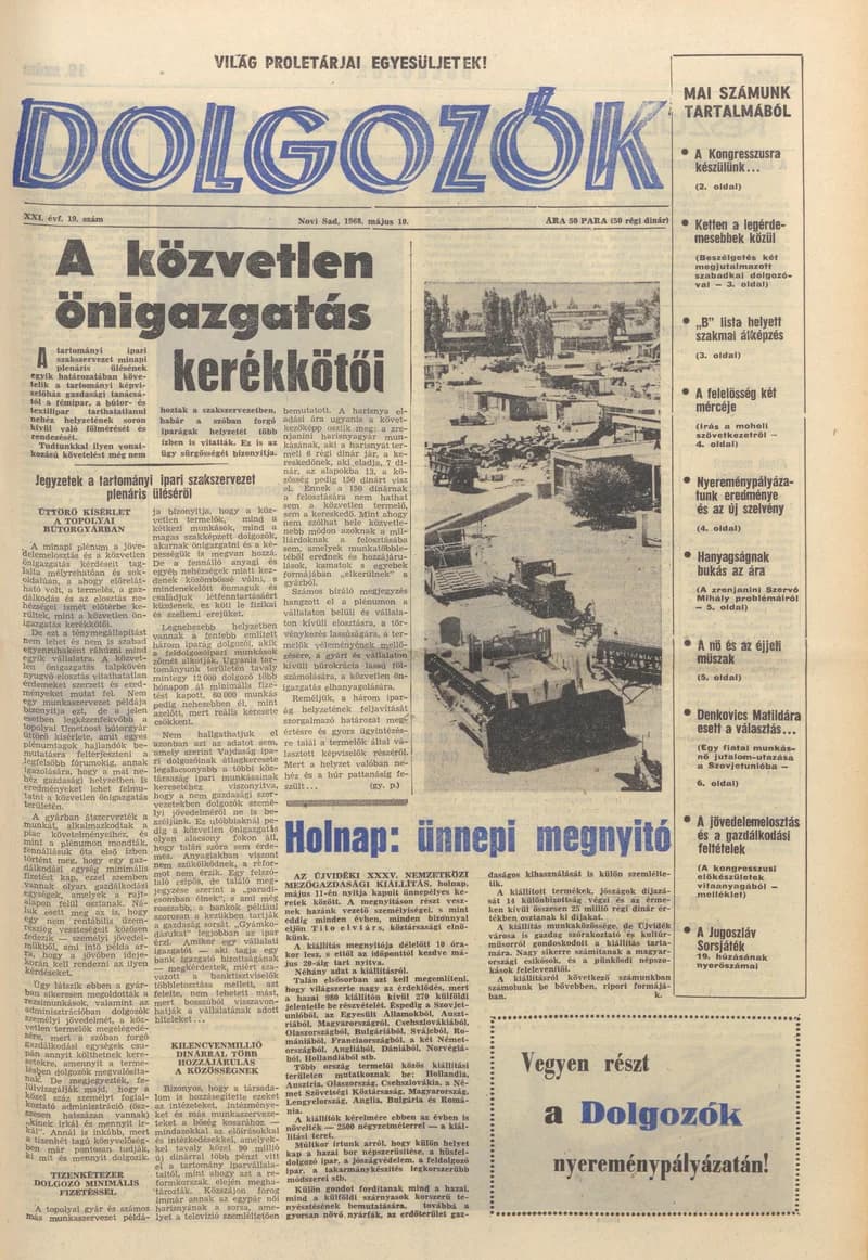 Dolgozók, 22. évf. 1968. május 10. 19. sz.