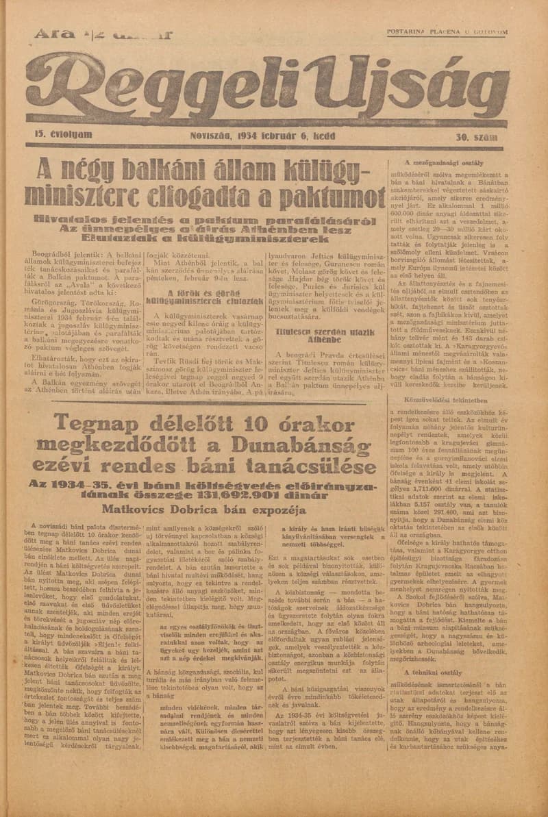 Reggeli Újság, 15. évf. 1934. február 6. 30. sz.
