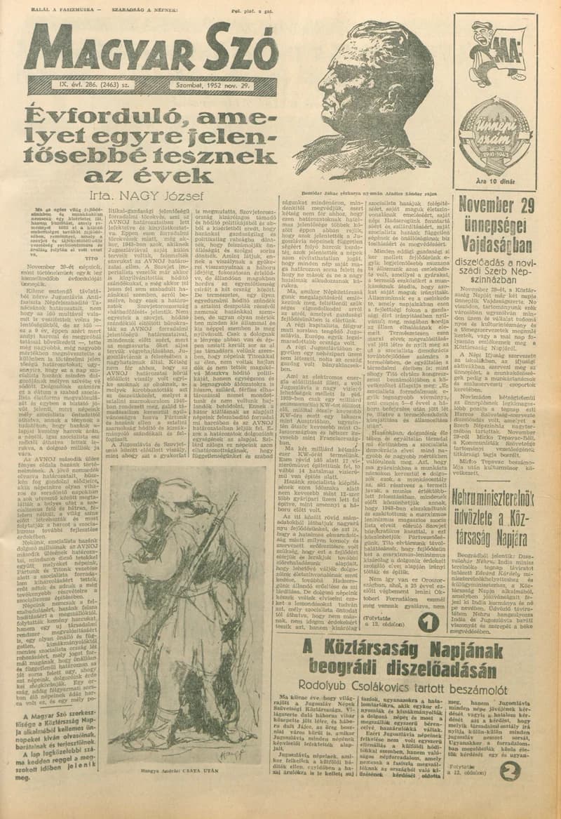 Magyar Szó, 9. évf. 1952. november 29. 286. sz. 1–10. oldal