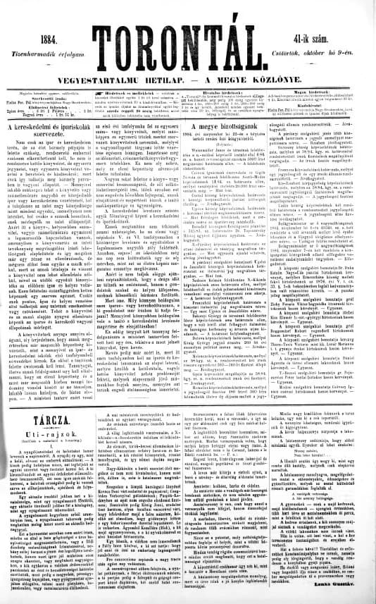 Torontál, 13. évf. 1884. október 9. 41. sz.