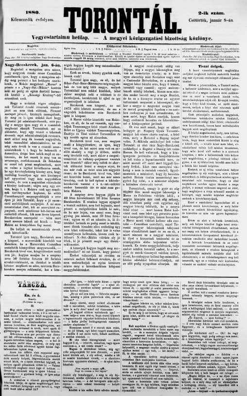 Torontál, 9. évf. 1880. január 8. 2. sz.