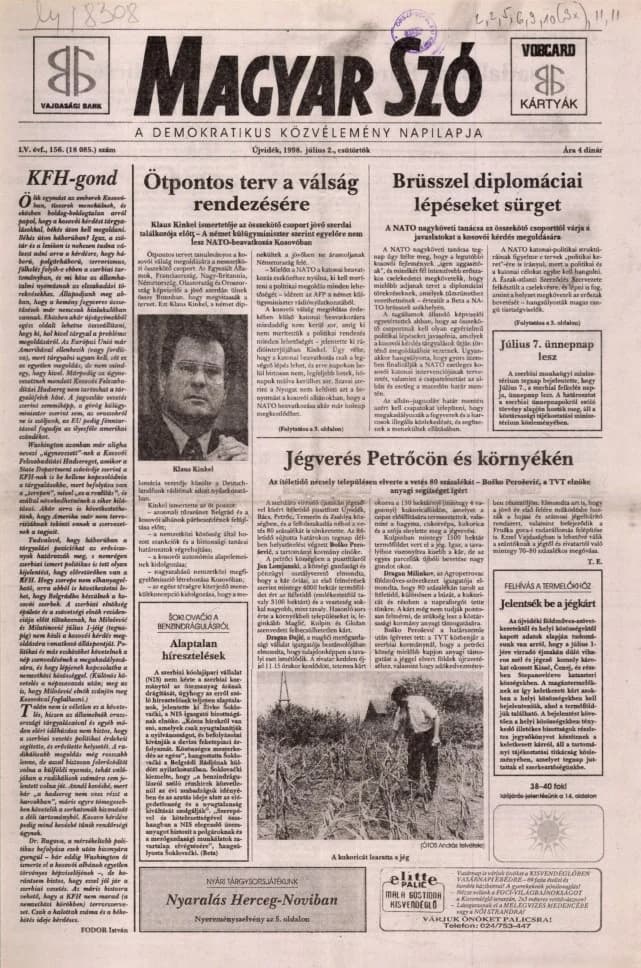 Magyar Szó, 55. évf. 1998. július 2. 156. sz. 1–16. oldal
