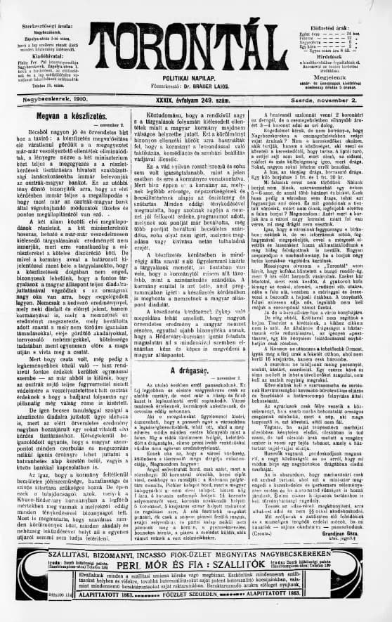 Torontál, 39. évf. 1910. november 2. 249. sz.