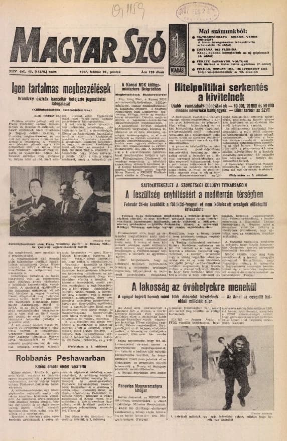 Magyar Szó, 44. évf. 1987. február 20. 49. sz. 1–24. oldal
