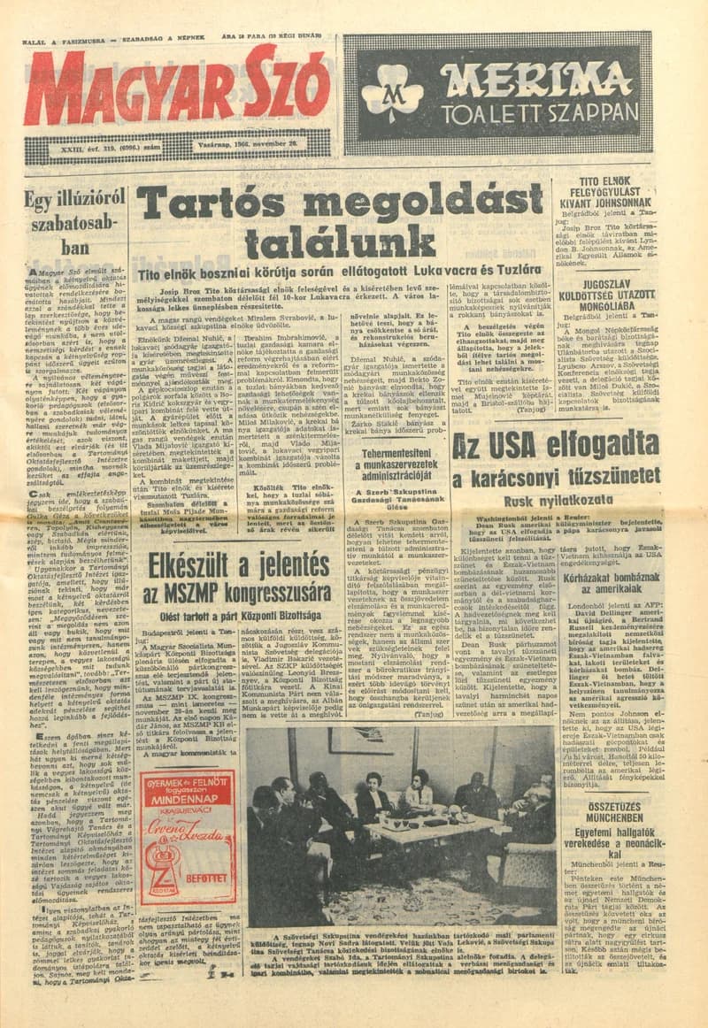 Magyar Szó, 23. évf. 1966. november 20. 319. sz.