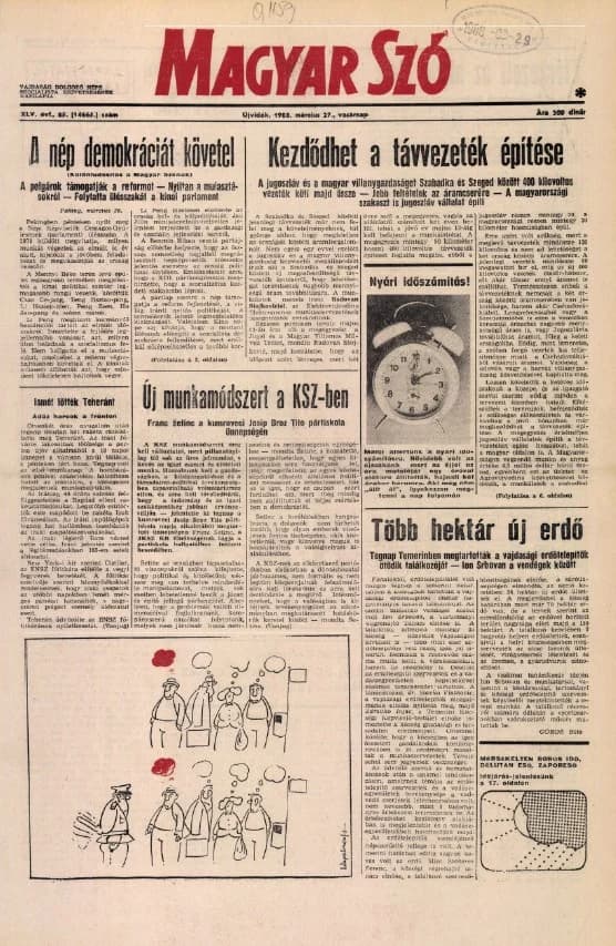 Magyar Szó, 45. évf. 1988. március 27. 85. sz. 1–32. oldal