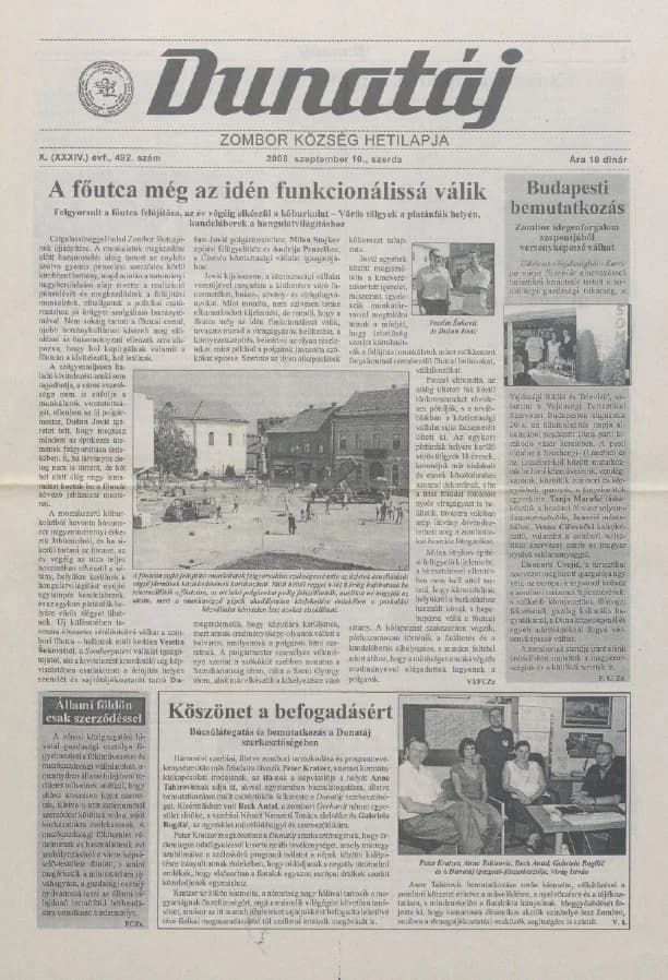 Dunatáj, 10. évf. 2008. szeptember 10. 492. sz.