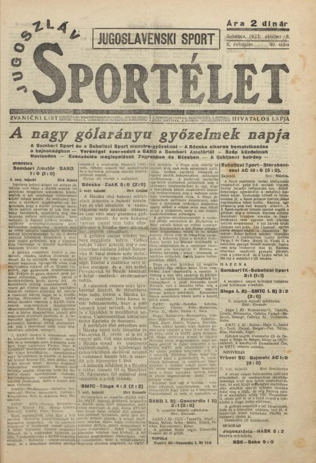 Jugoszláv sportélet, 2. évf. 1923. október 8. 40. sz.