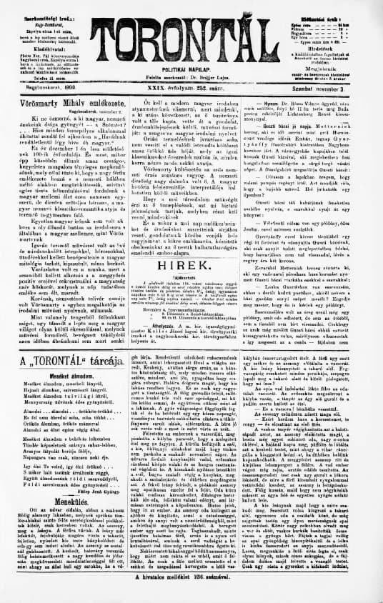Torontál, 29. évf. 1900. november 3. 252. sz.
