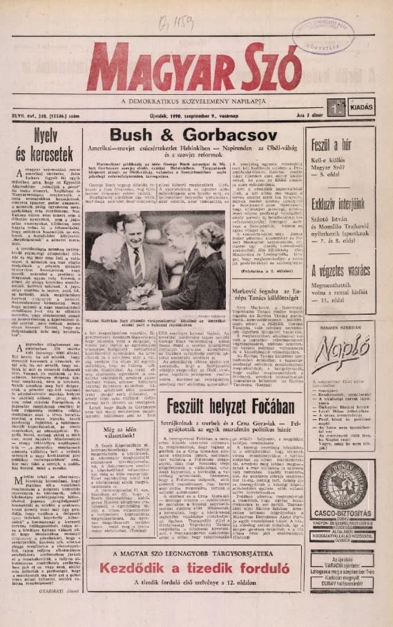 Magyar Szó, 47. évf. 1990. szeptember 9. 248. sz. 1–32. oldal
