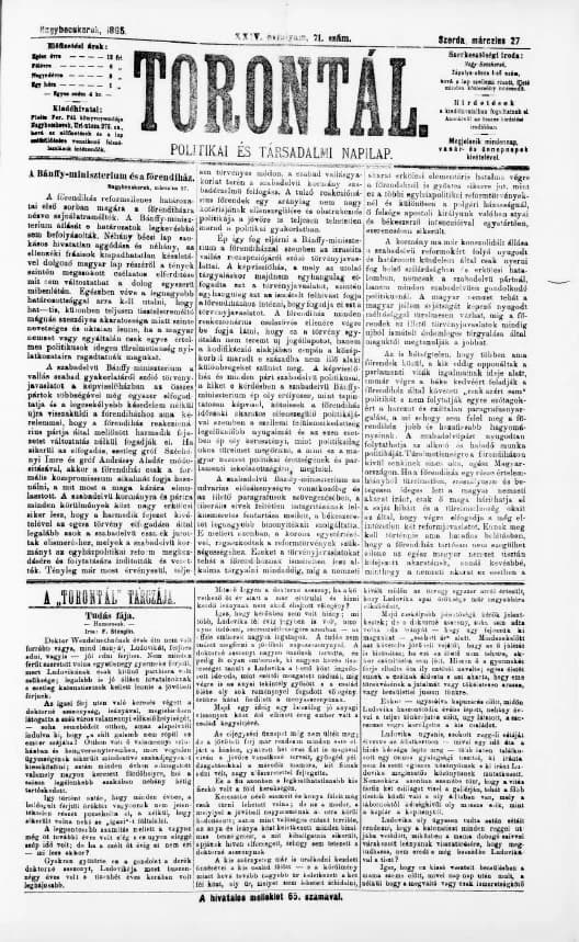 Torontál, 24. évf. 1895. március 27. 71. sz.
