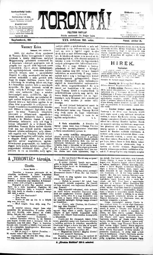 Torontál, 30. évf. 1901. október 25. 245. sz.