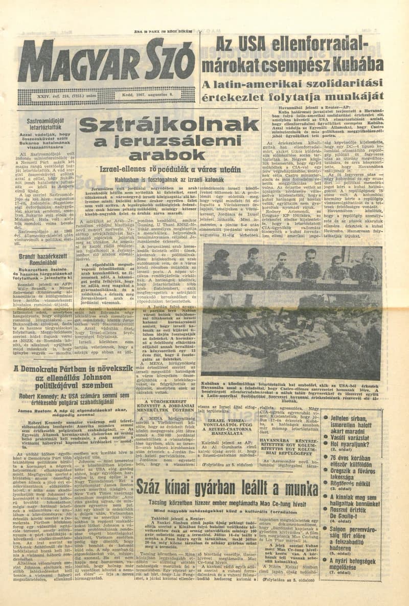 Magyar Szó, 24. évf. 1967. augusztus 8. 216. sz. 1–12. oldal