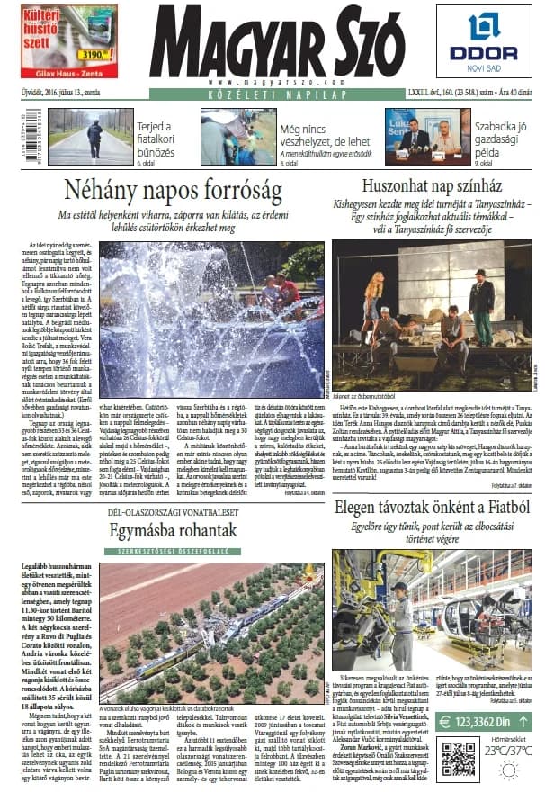Magyar Szó, 73. évf. 2016. július 13. 160. sz. 1–16. oldal