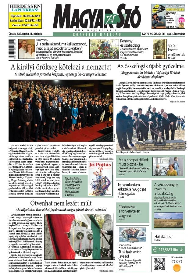 Magyar Szó, 76. évf. 2019. október 24. 248. sz. 1–20. oldal