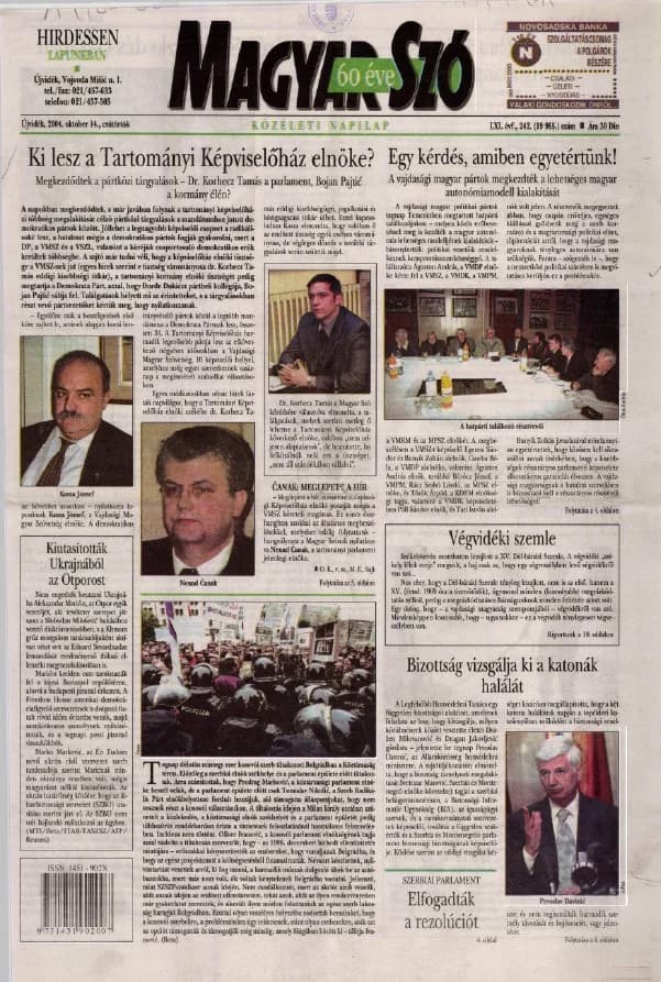 Magyar Szó, 61. évf. 2004. október 14. 242. sz. 1–20. oldal