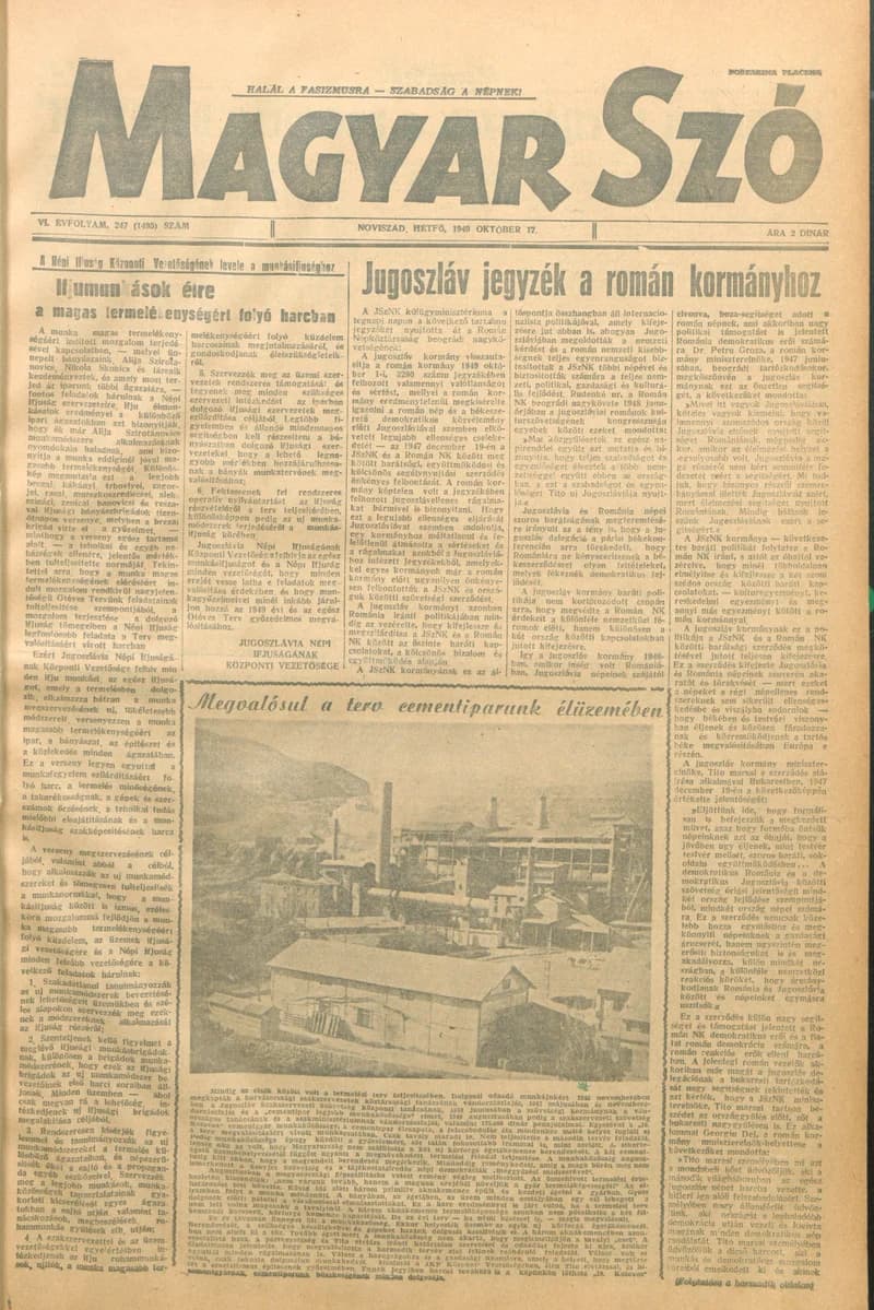 Magyar Szó, 6. évf. 1949. október 17. 247. sz. 1–4. oldal