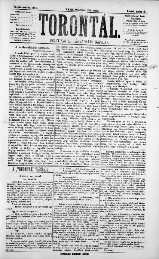 Torontál, 23. évf. 1894. június 15. 136. sz.