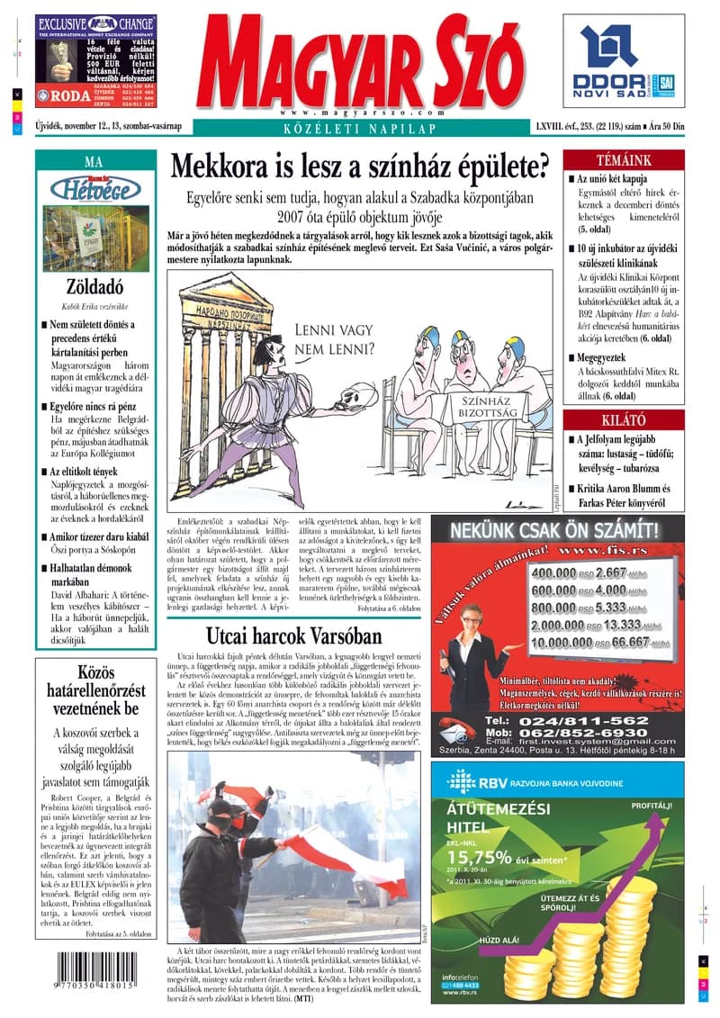 Magyar Szó, 68. évf. 2011. november 12. – 13. 265. sz. 1–48. oldal