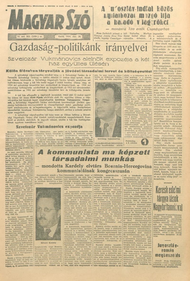 Magyar Szó, 11. évf. 1954. december 28. 353. sz. 1–8. oldal