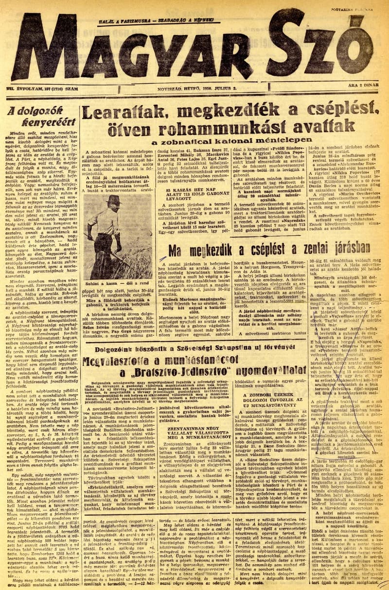 Magyar Szó, 7. évf. 1950. július 3. 157. sz. 1–4. oldal