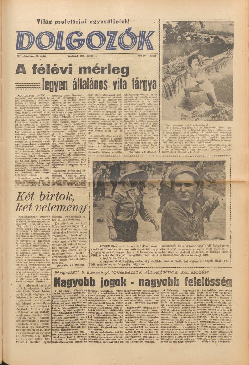 Dolgozók, 12. évf. 1958. július 19. 28. sz.