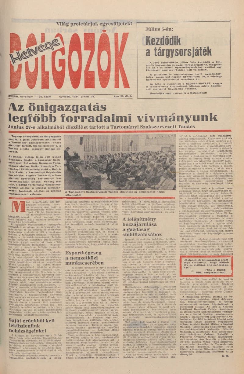 Dolgozók, 38. évf. 1984. június 28. 26. sz.