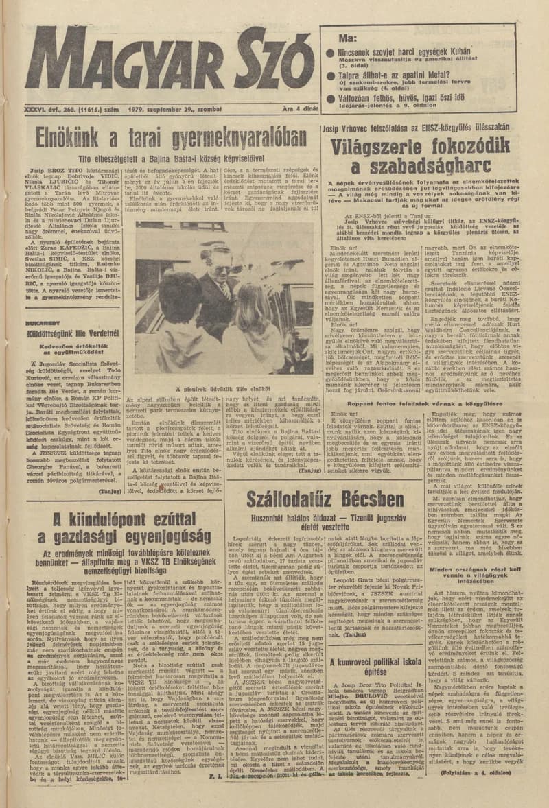 Magyar Szó, 36. évf. 1979. szeptember 29. 268. sz. 1–20. oldal