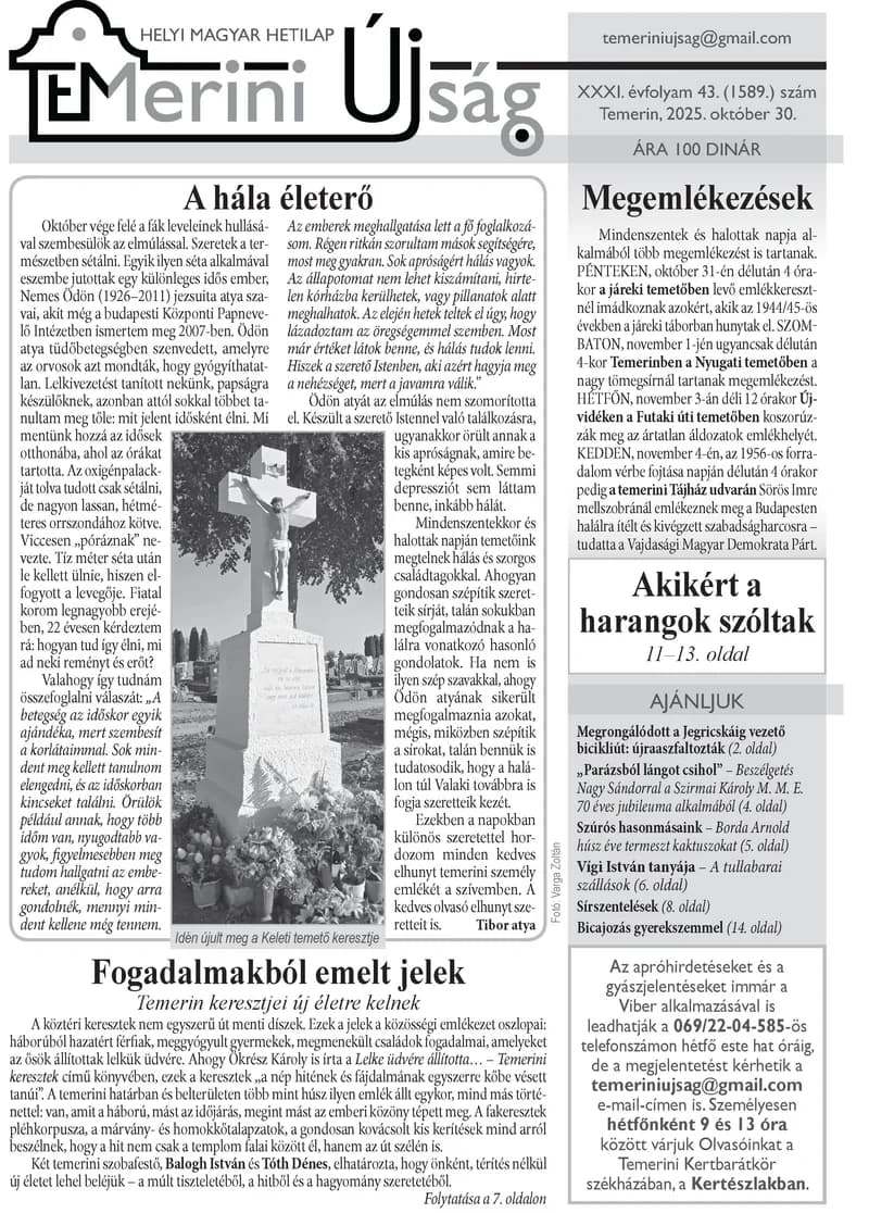 Temerini Újság, 31. évf. 2025. október 30. 43. sz.