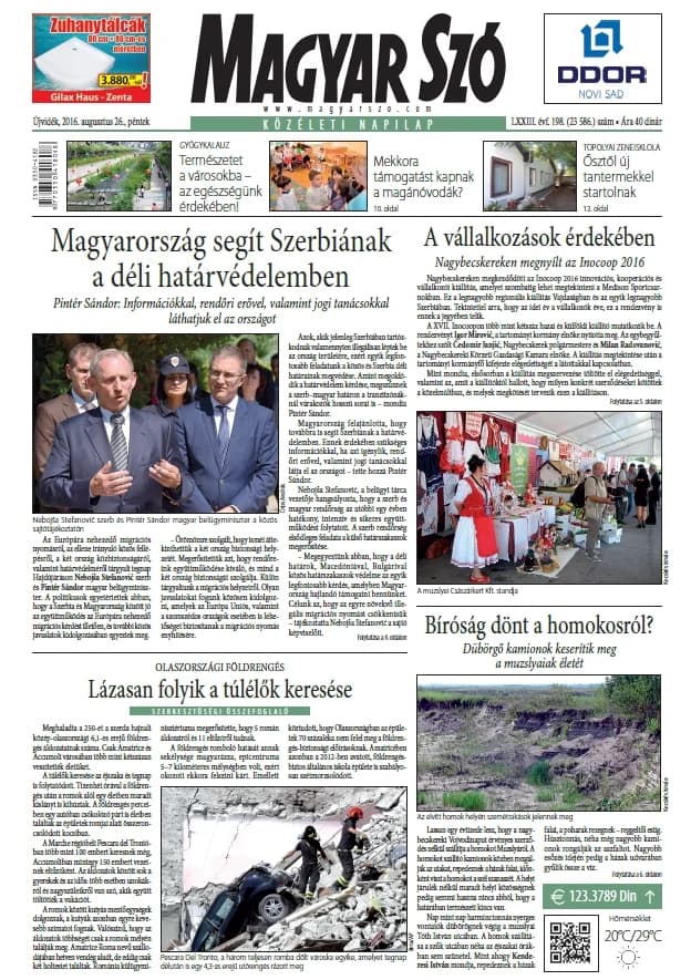 Magyar Szó, 73. évf. 2016. augusztus 26. 198. sz. 1–16. oldal
