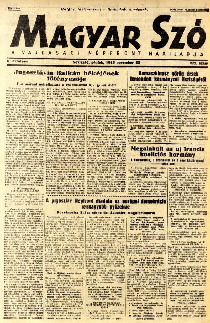 Magyar Szó, 2. évf. 1945. november 23. 272. sz. 1–4. oldal