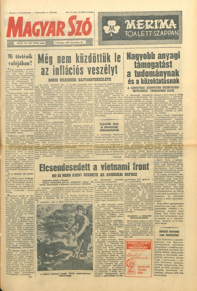 Magyar Szó, 23. évf. 1966. december 25. 352. sz.