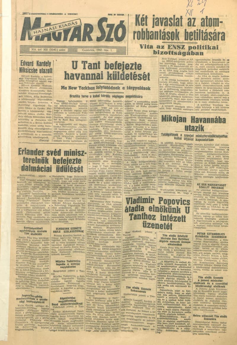 Magyar Szó, 19. évf. 1962. november 1. 302. sz. 1–14. oldal