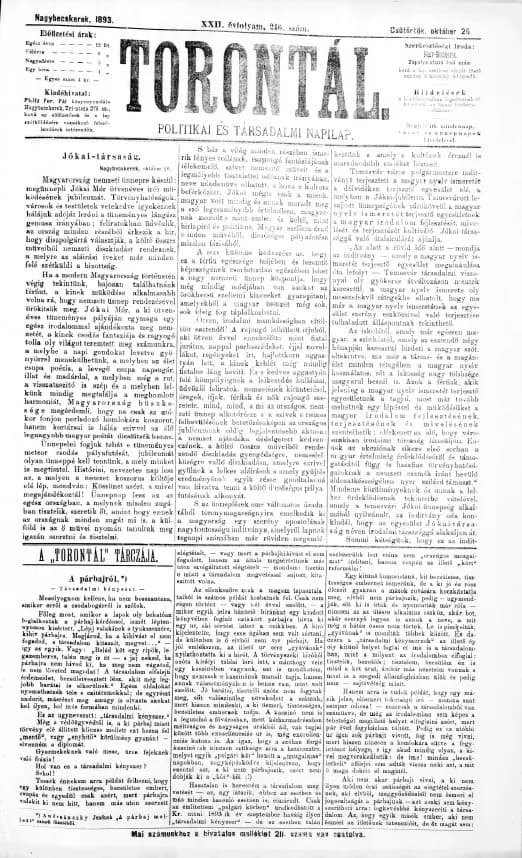 Torontál, 22. évf. 1893. október 26. 246. sz.