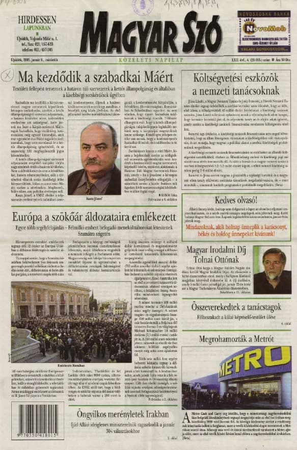 Magyar Szó, 62. évf. 2005. január 6. 4. sz. 1–20. oldal