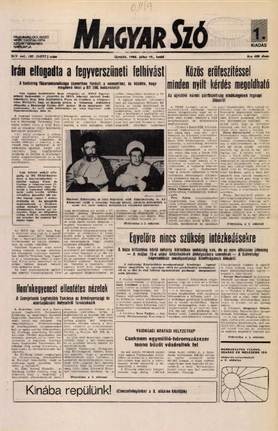 Magyar Szó, 45. évf. 1988. július 19. 197. sz. 1–16. oldal
